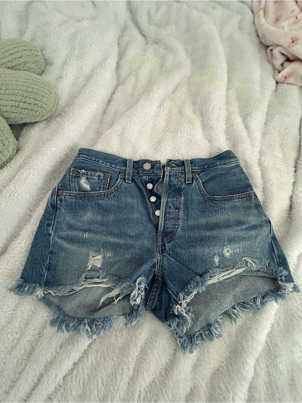 Levi’s Denim Button-Front Distressed Women's Shorts